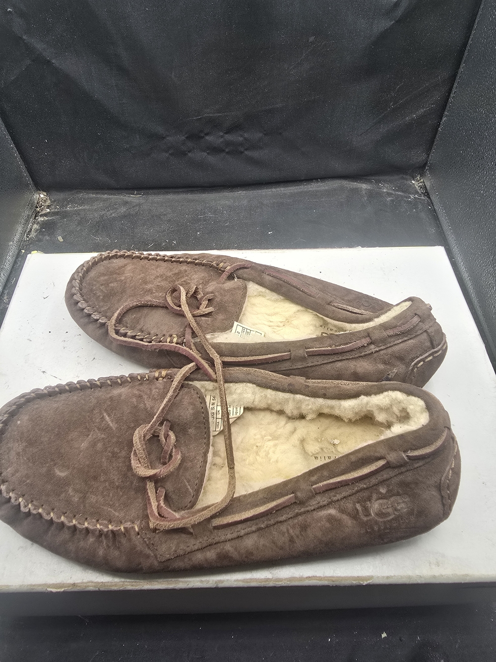 UGG Men's Chocolate Brown Suede Shearling Moccasin Loafers
